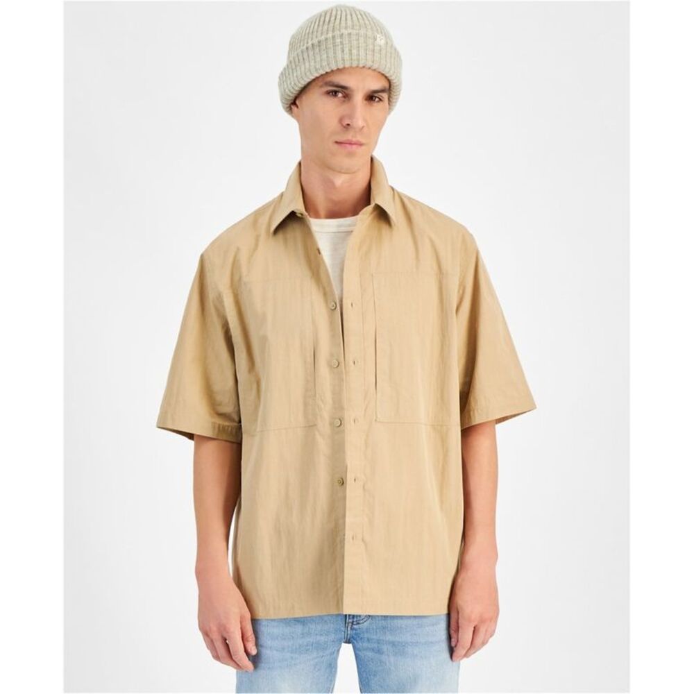 Mode Of One Mens Relaxed-Fit Cotton-Blend Button Up Shirt, NWT